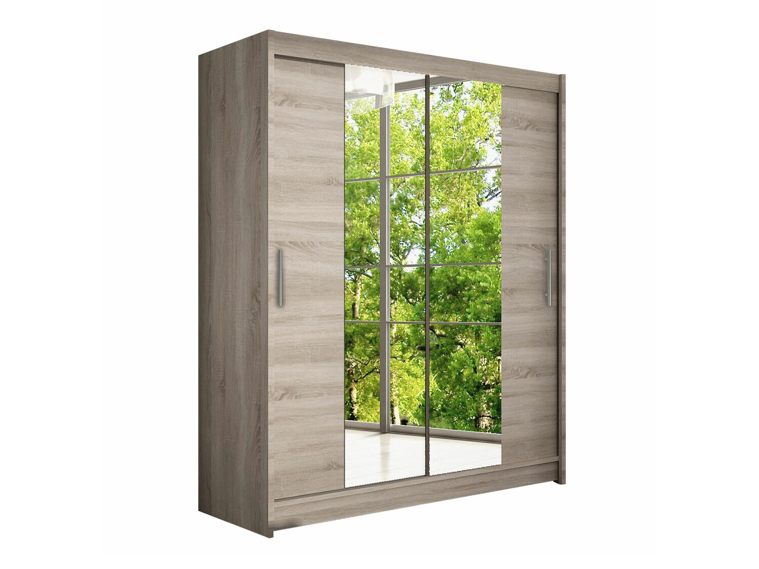 Armario atlanta 132, trufa roble, 200x150x58cm, puertas de armario: correderas, número de estantes: 5.00