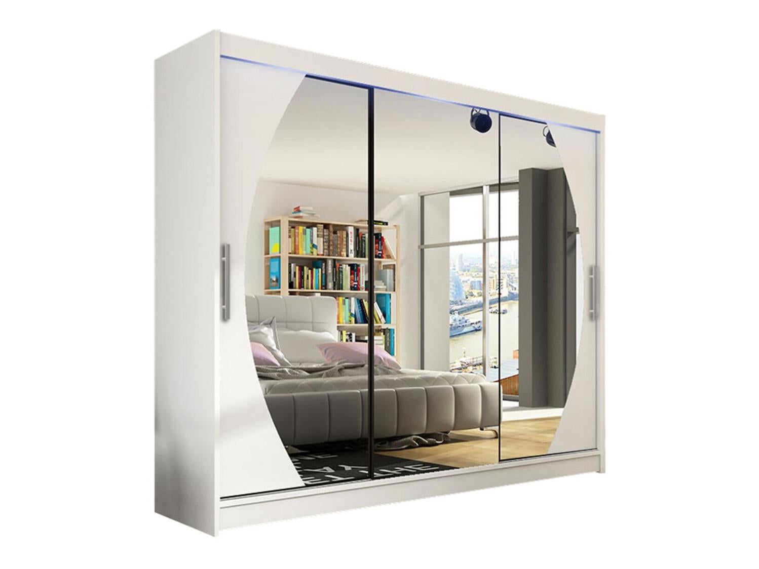 Armoire Atlanta 130, Blanc, 215x250x58cm, Wardrobe doors Glissement