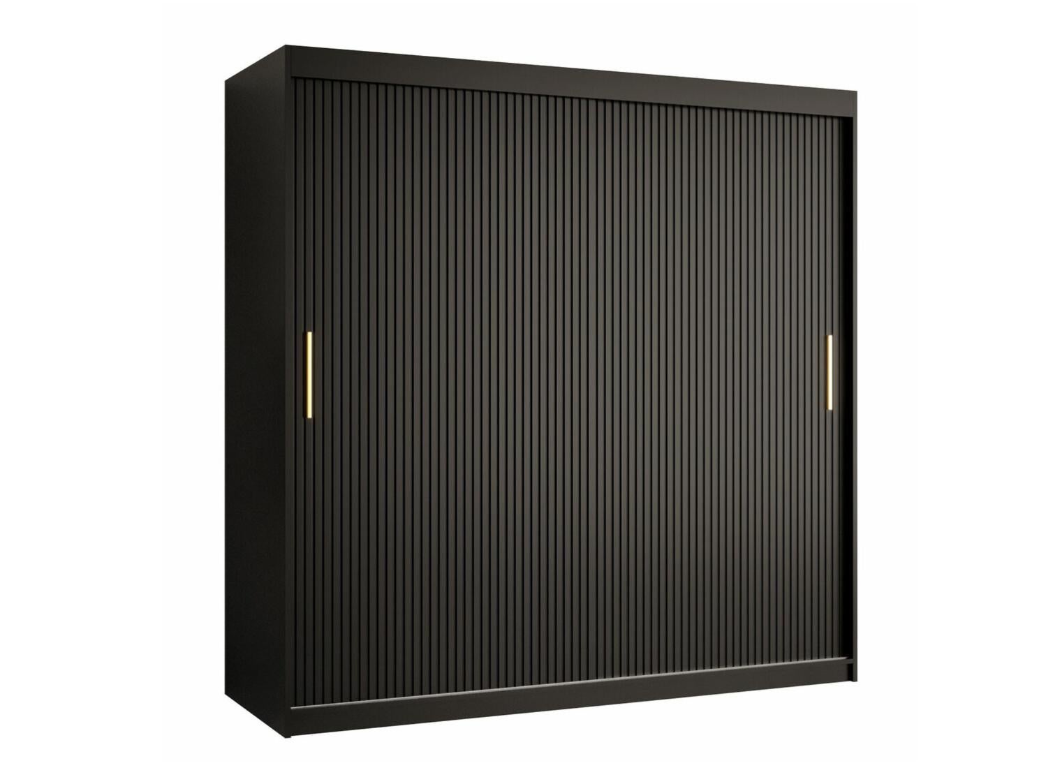 Armoire Hartford H126, Noir, 200x180x62cm, Wardrobe doors Glissement