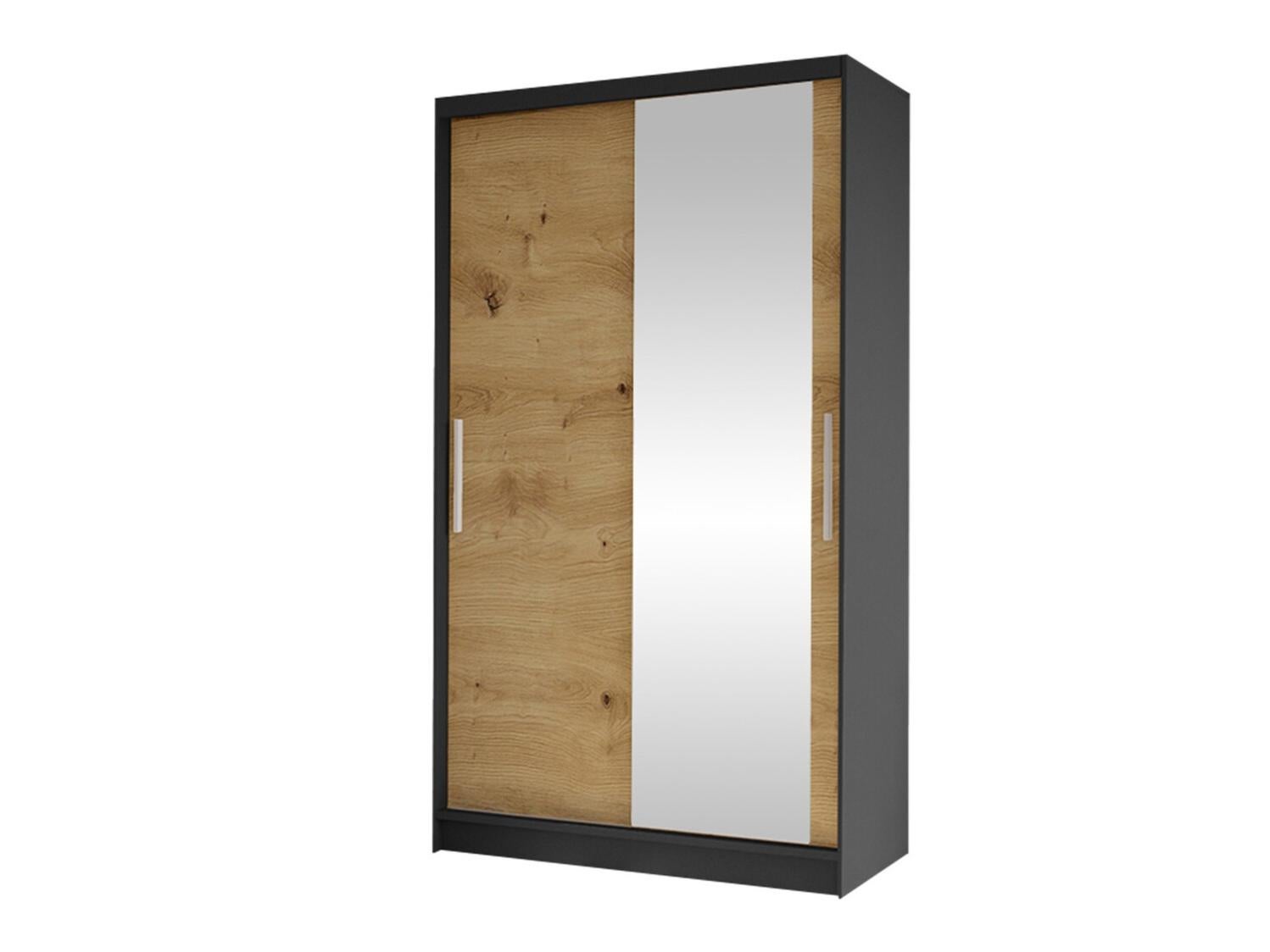 Armoire Atlanta 165, Noir, Chêne Artisan, 200x100x58cm, Wardrobe doors