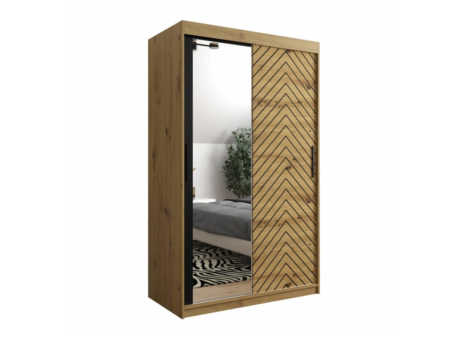 Armoire Hartford 309, Chêne Artisan, Noir, 200x120x62cm, Wardrobe doors