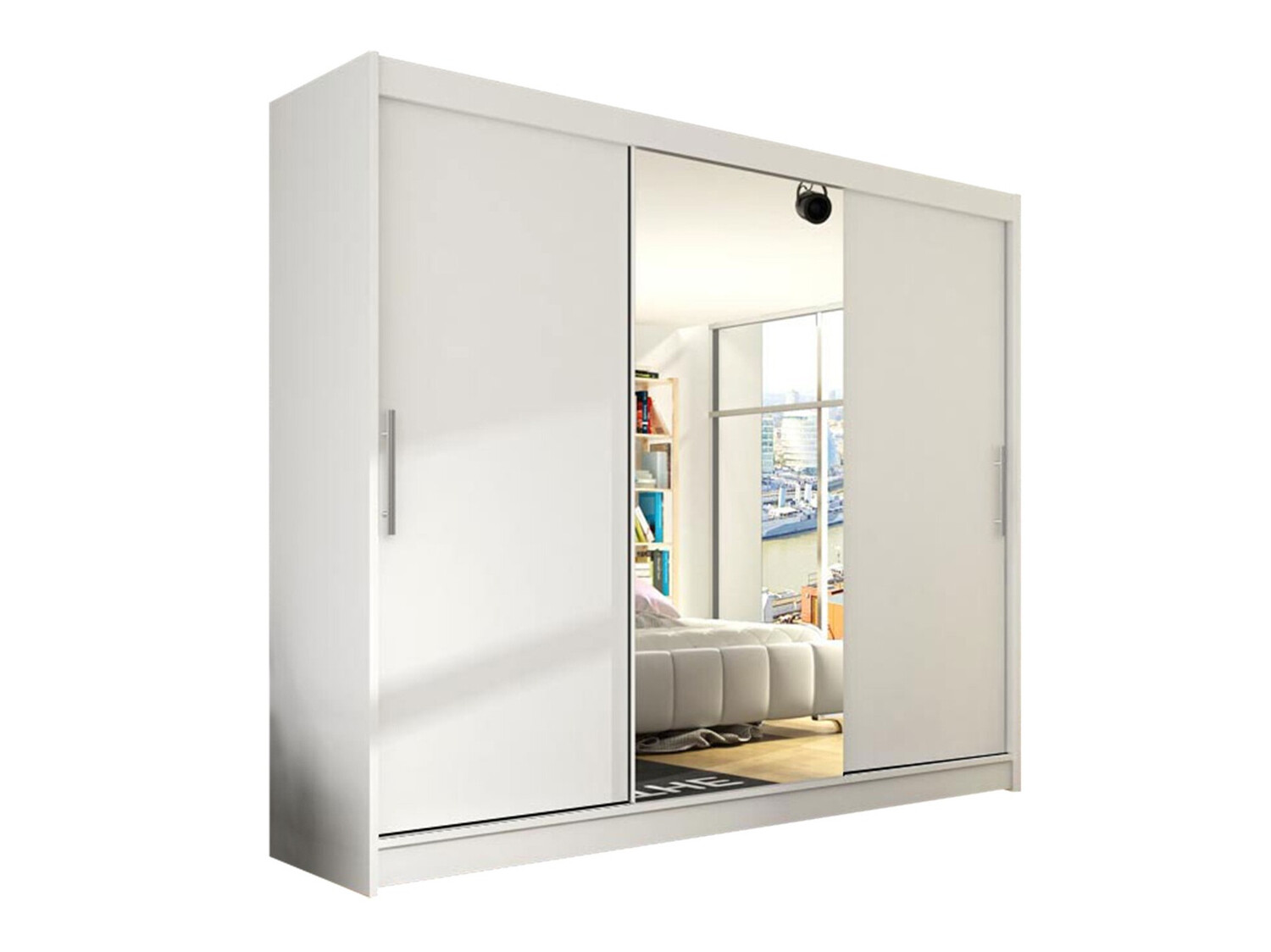 Armoire Atlanta 122, Blanc, 215x250x58cm, Wardrobe doors Glissement