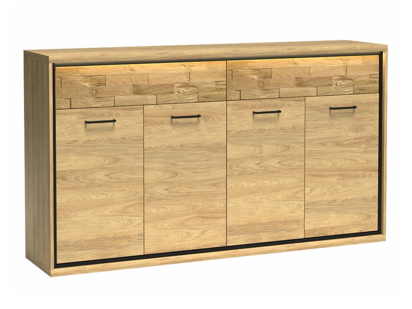 Console Walker Edison In Legno Con Ante Scorrevoli E 4 Cassetti - 140 Cm, Ebano E Noce Scuro, Per Sala Da Pranzo O Ingresso