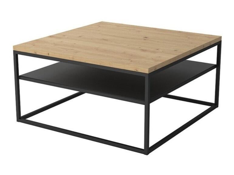 CDF Tavolino Da Salotto Moderno Rovere Artisan Nero Con 2 Ripiani Soggiorno Ufficio Design Industriale Rettangolare Elegante E Stabile Per Spazi Contemporanei 90x58x50 cm