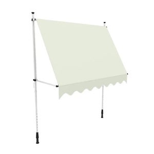 Tenda da Sole a Muro con Pali Telescopici Regolabili in Altezza tra 2-3 m  Senza Fori Tettuccio Parasole - 300 x 120 cm (LxP) - Grigio Medio