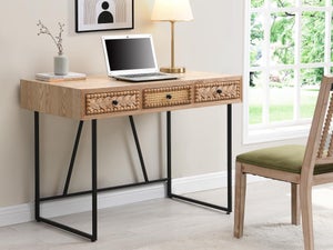 Bureau Adulte 3 tiroirs Eol, structure et pieds en bois massif