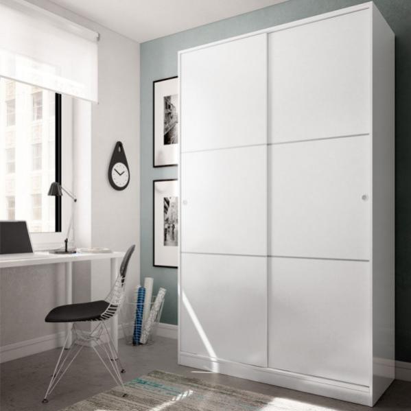 Armoire coulissante 2 portes Blanc RAFU L 120 x l 50 x H 200 cm