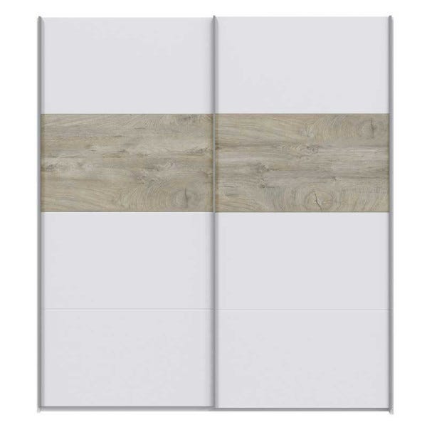 Armoire 2 portes coulissantes chêne-blanc 190x60x180 cm