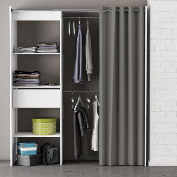 Aménagement dressing extensible Blanc ARA L 168 x l 50 x H 187 cm Leroy Merlin
