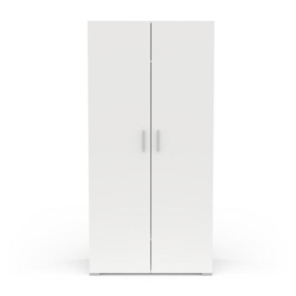 Armoire penderie + lingère 2 portes battantes Blanc ZILY L 90 x l