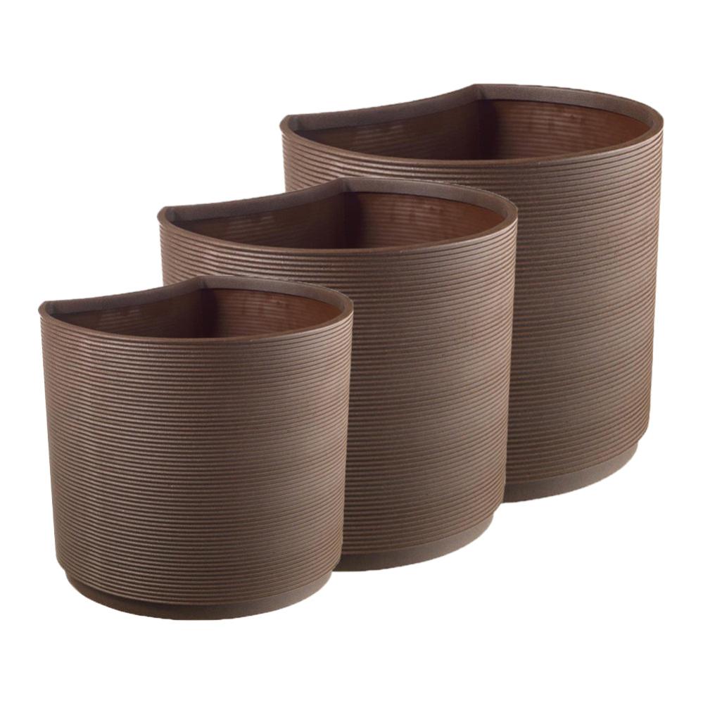 Oairse Set di 3 vasi da fiori in ceramica, rotondi, con foro di scarico