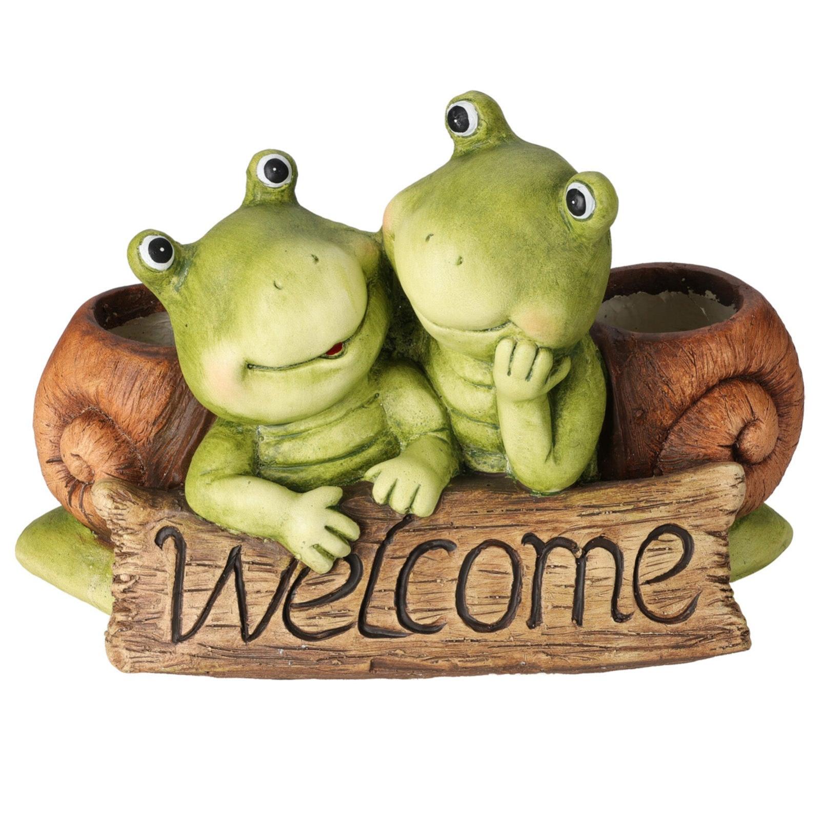 Statua decorativa in poliresina su tronco porta vaso da esterno per