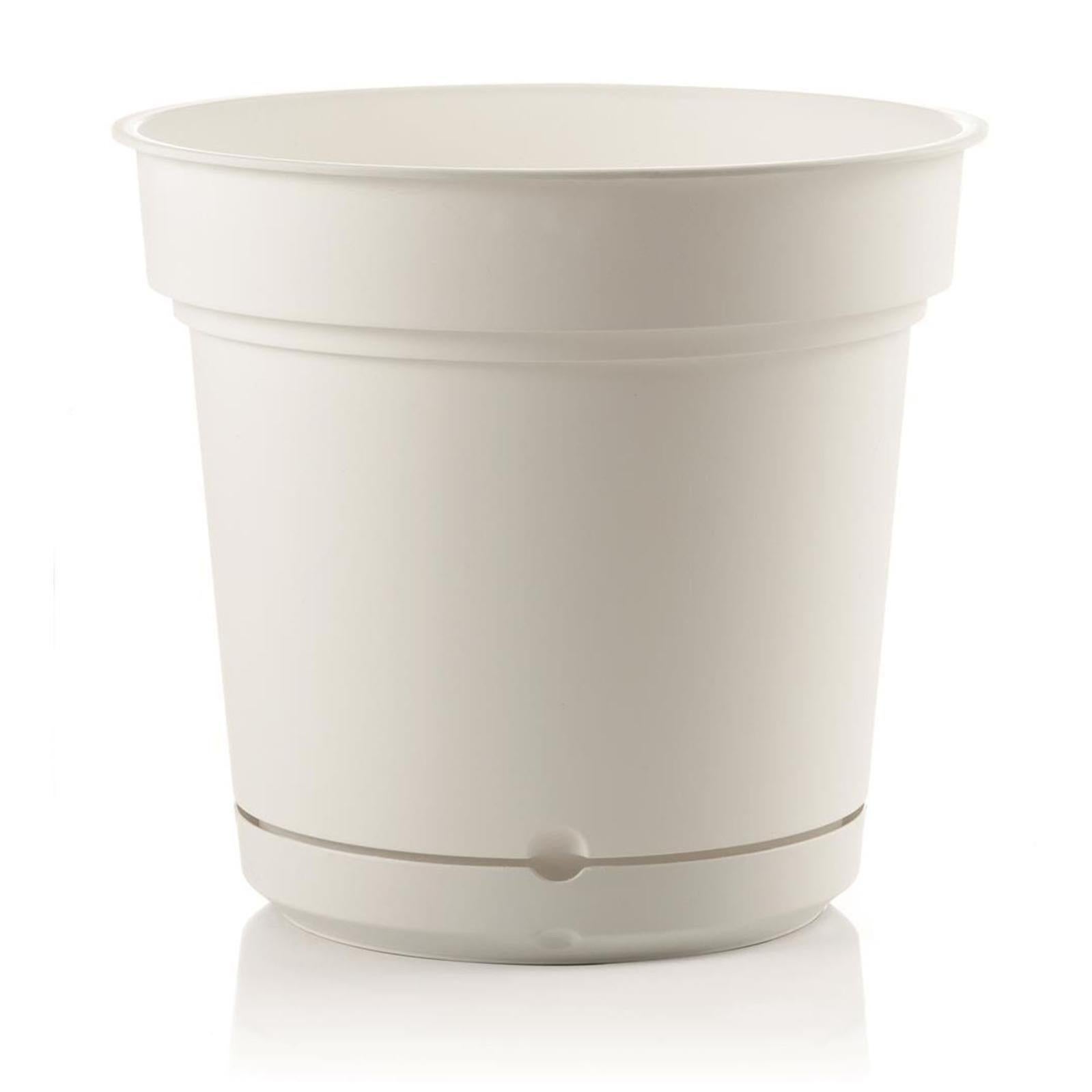 Sicignano | Vaso Rotondo per Fiori Piante + Sottovaso, Plastica Color Terracotta, con Fori di