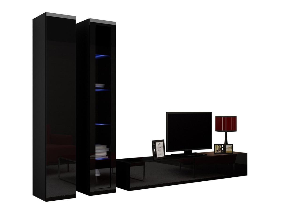 Set di 4 mobili da soggiorno collezione EVA. Colore quercia e nero