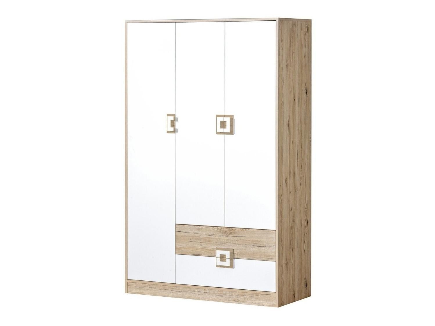 Armoire Akron F103, Blanc, Chêne clair, 190x120x50cm, Wardrobe doors