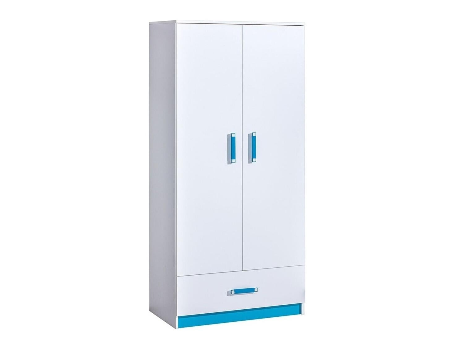 Armoire Akron K103, Blanc, Turquoise, 189x90x50cm, Wardrobe doors Avec