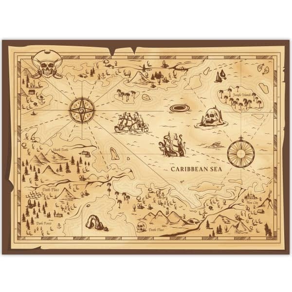 Alfombra de vinilo mapa del pirata 115 x 85cm