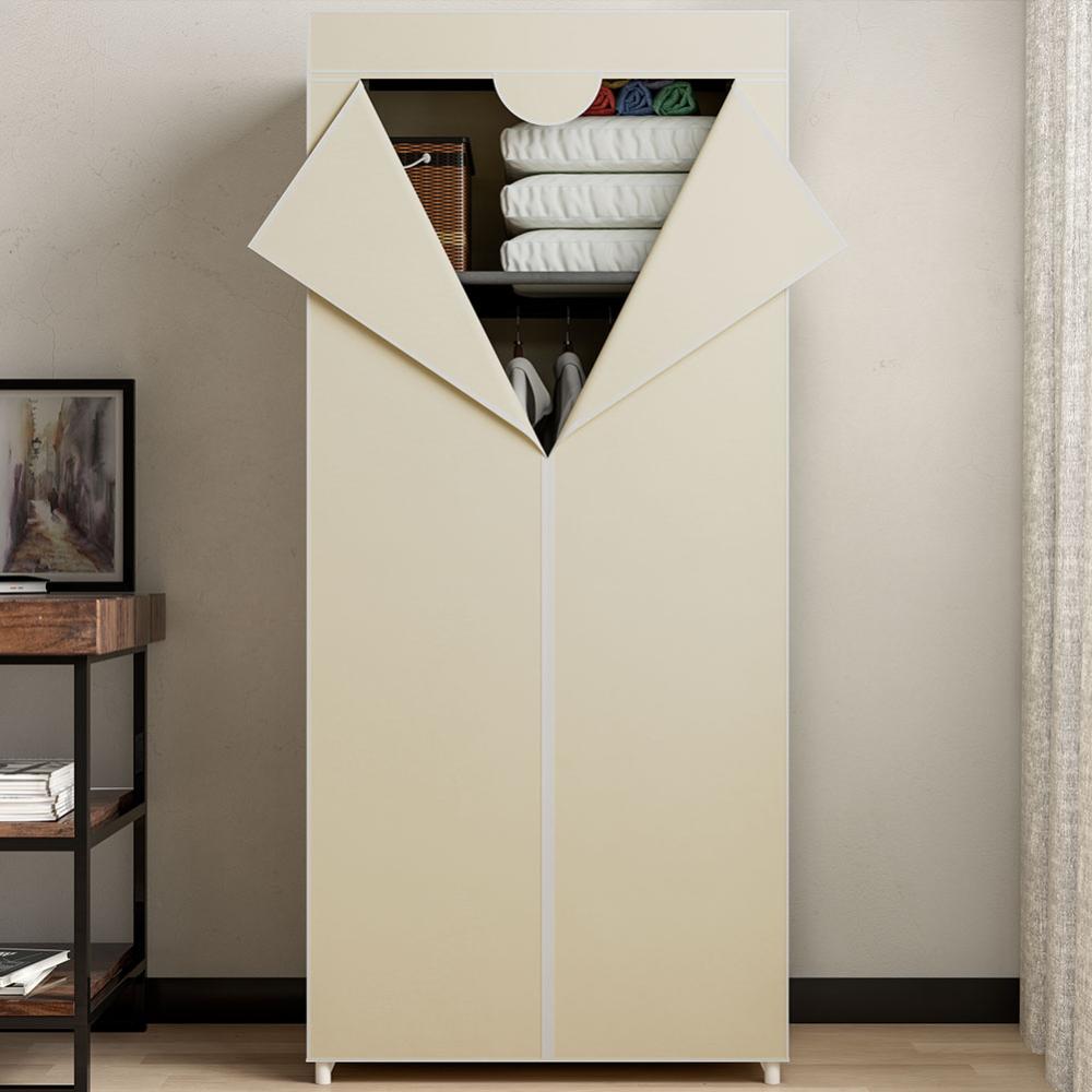 Armadio Pieghevole In Tessuto Ruhhy 170x170 Cm Con 14 Ripiani E 2 Aste