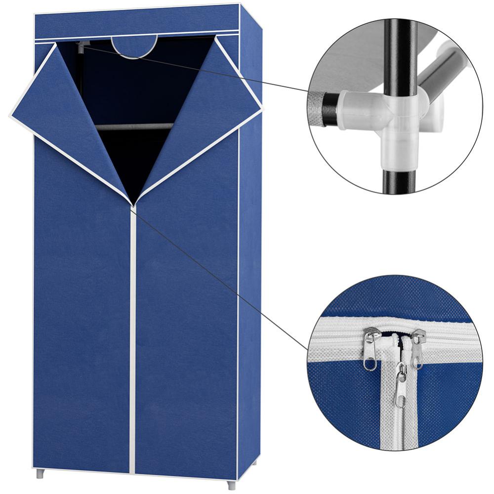 Armadio In Tessuto COSTWAY - Pieghevole 75x50x170cm Nero Con Appendiabiti - Foto 3