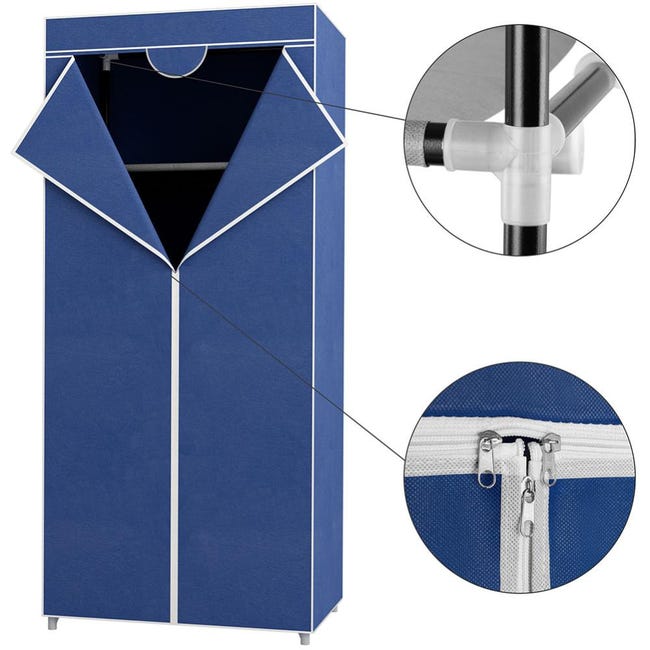 Armadio In Tessuto COSTWAY - Pieghevole 75x50x170cm Nero Con Appendiabiti - Foto 3
