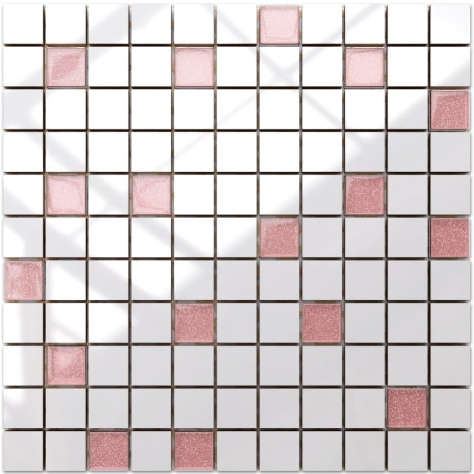 Mosaico Rosa Mosaico per bagno o cucina in ceramica con inserti in vetro - Pink ...