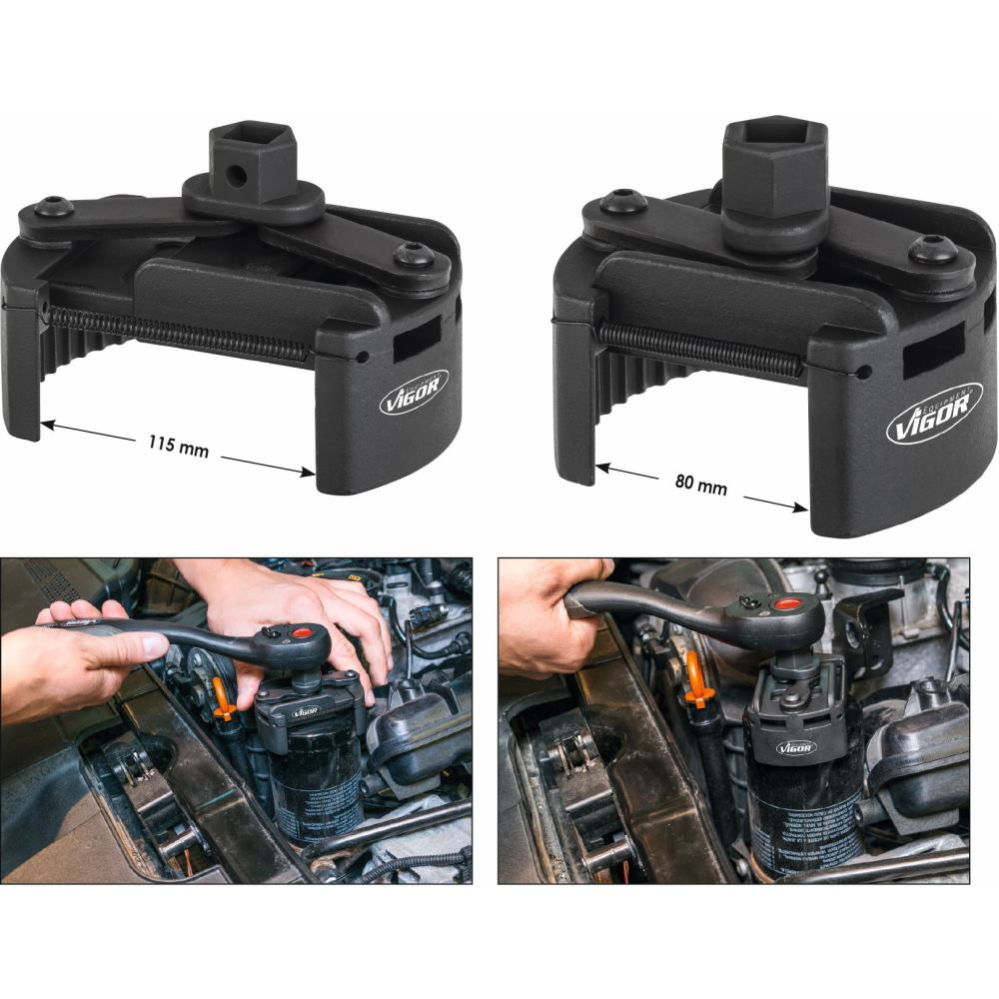 Vigor Filtre à huile universelle V4414 clé de serrage. 80115 mm Leroy Merlin