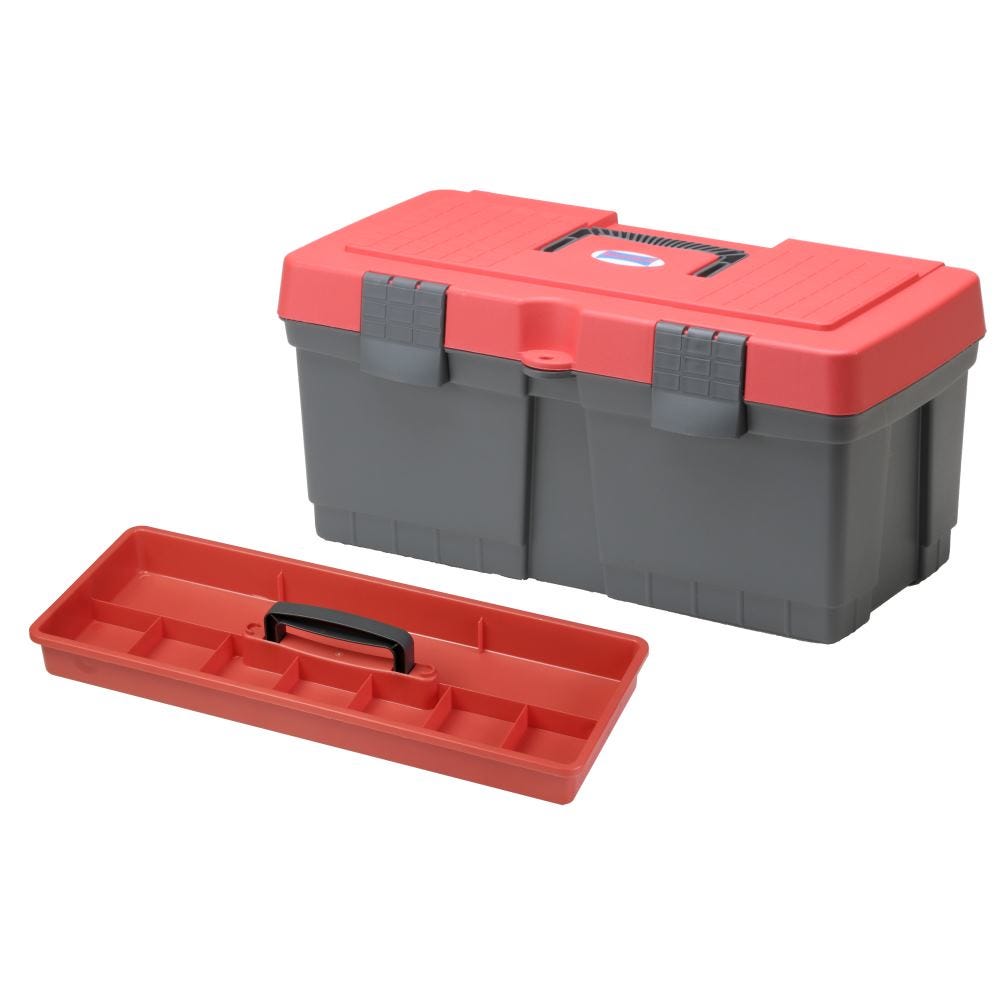 Hünersdorff Boîte à outils gris ALPHA COMPACT PP / rouge 260x485x230 mm