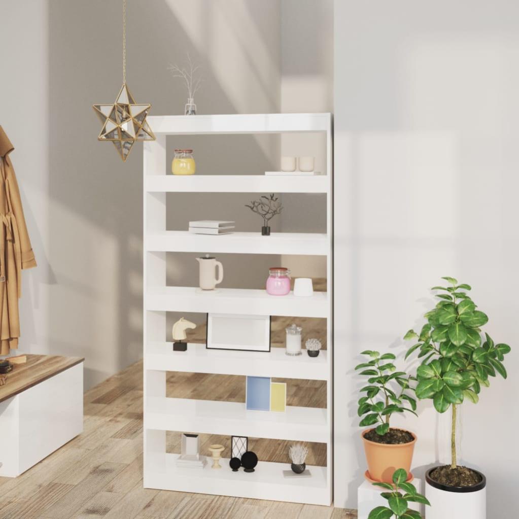 Libreria Divisorio Annlera: Scaffale Bianco 80x30x123,5 Cm In Multistrato. Mobile Con Ripiani Per Salone, Corridoio O Come Separé.