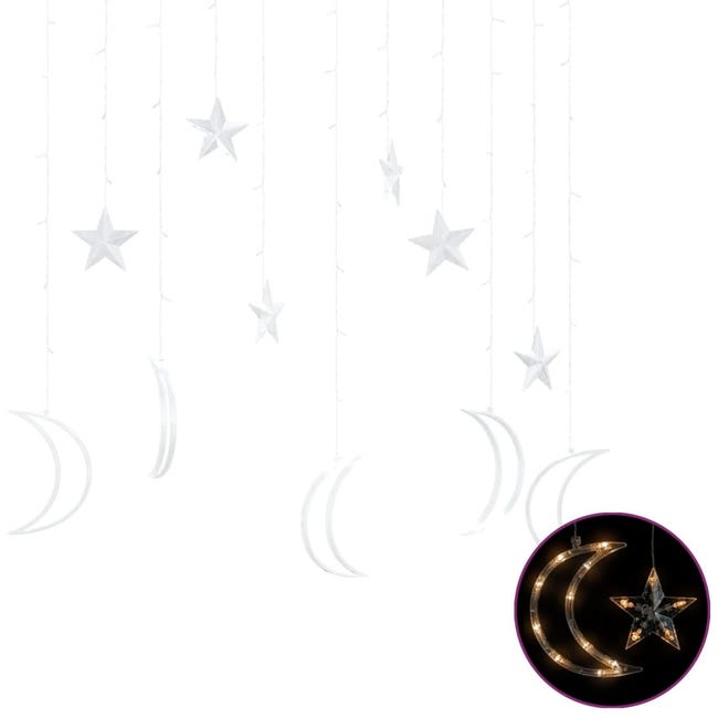 Guirlande lumineuse lune et étoile LED - Doré