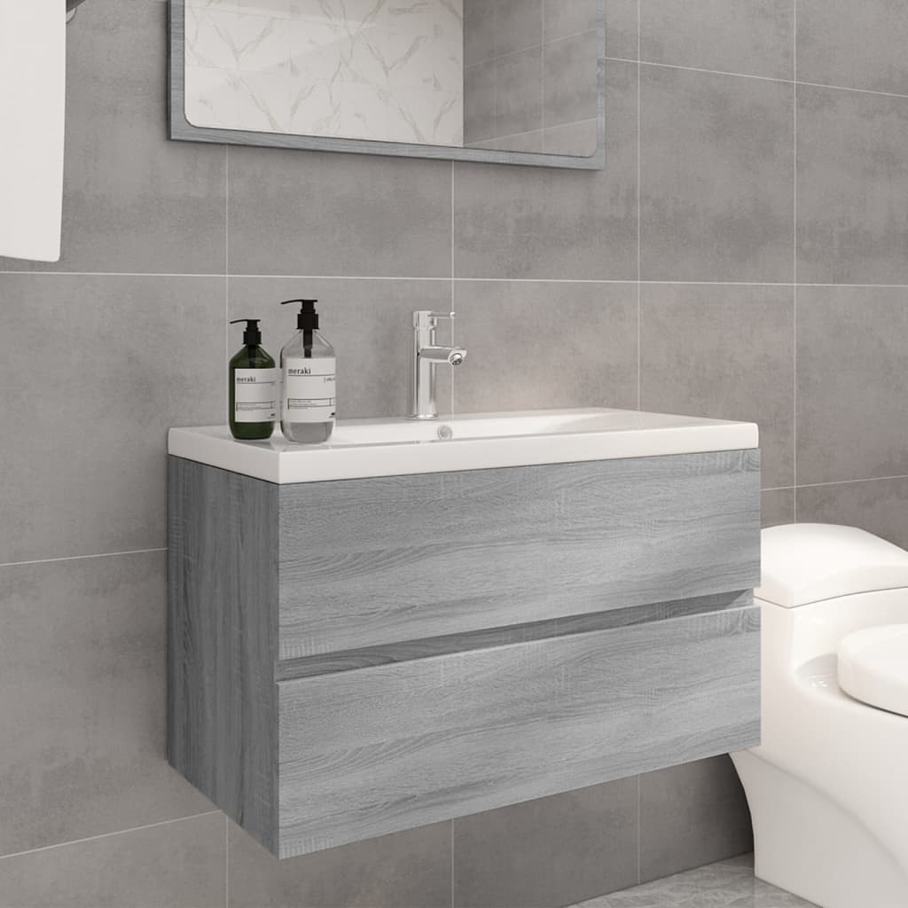 Maison Exclusive - Mobile Bagno e Lavabo Integrato Grigio Sonoma Legno  Multistrato