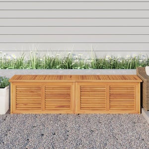 Baúl de jardín madera maciza de teca 200x50x55 cm