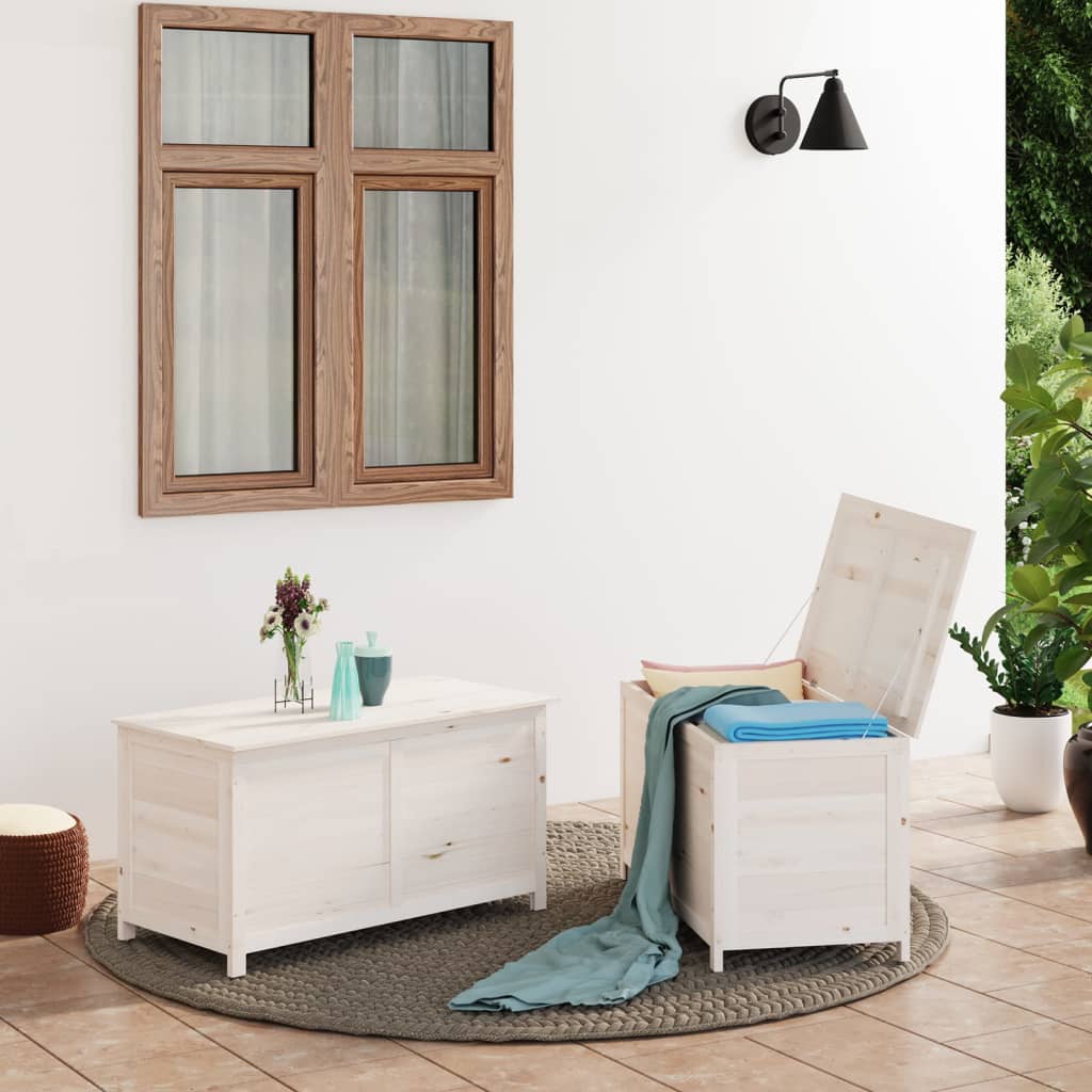 Maison Exclusive Baúl para cojines madera de abeto maciza blanco 100x50x56  cm