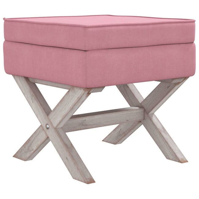 Bizzotto 0720324 Polina Taburete con contenedor - estructura de madera y  asiento de terciopelo rosa