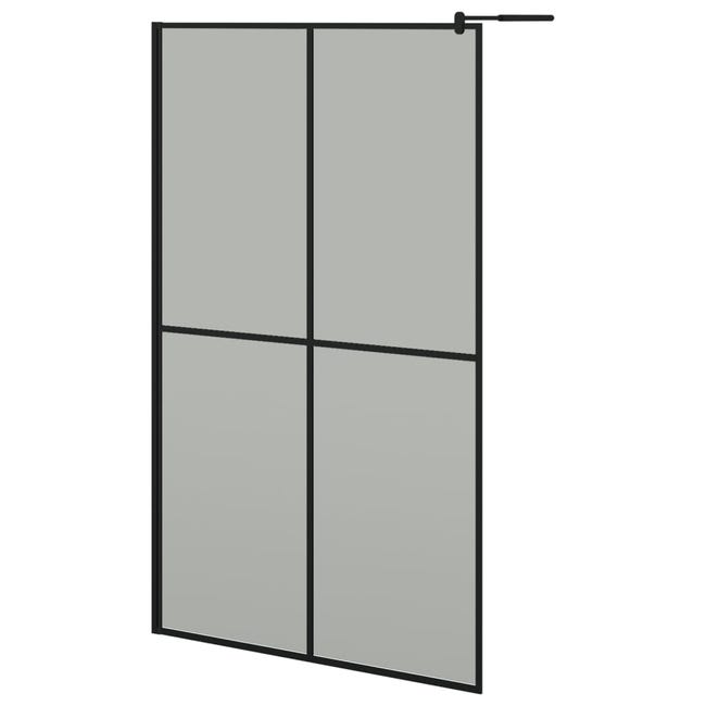Maison Exclusive Mampara ducha con estante vidrio ESG y aluminio negro  118x190cm