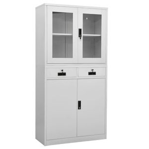 Armadietto Grigio Chiaro Alto 140cm in Acciaio