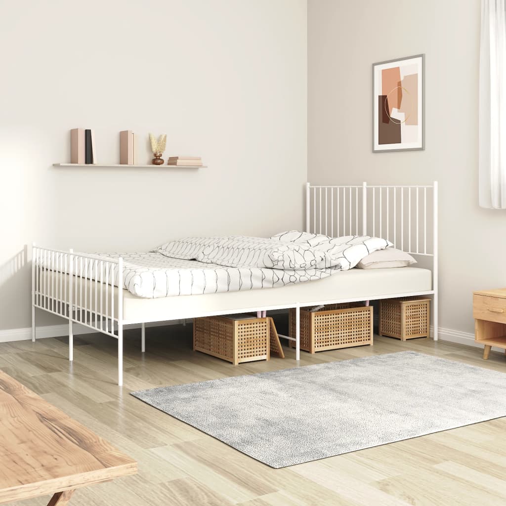 Estructura cama metal con cabecero y estribo blanco 135x190 cm - referencia  Mqm-373757