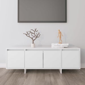 Tv Mobile Led - Porta Tv, Soggiorno, Bianco Mate E Bianco Laccato,  Dimensioni: 100x40x42cm Di Profondità