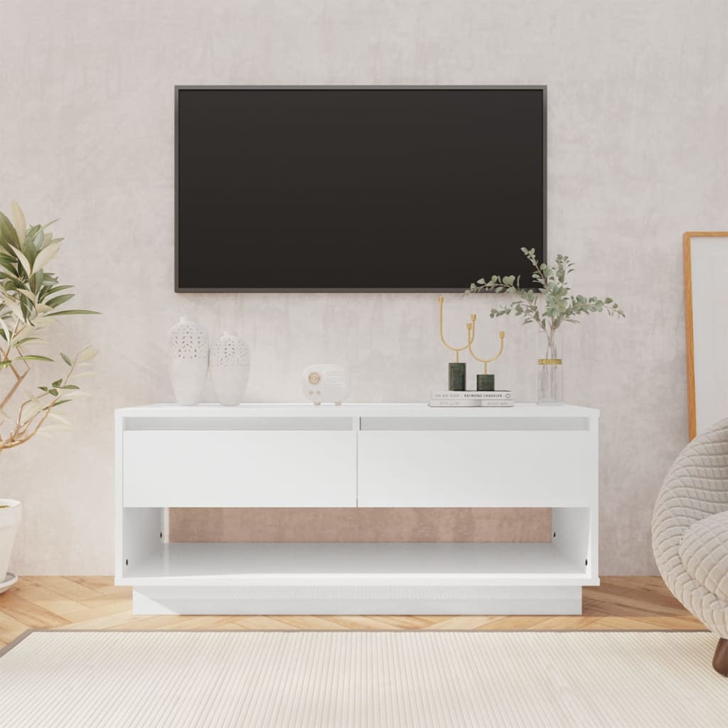 Maison Exclusive Mueble para TV madera contrachapada blanco brillo  102x41x44 cm