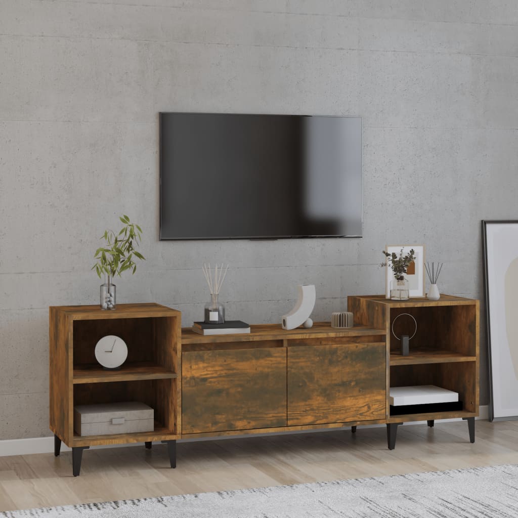 Maison Exclusive Mueble TV con ruedas madera contrachapada roble humo  90x35x35cm