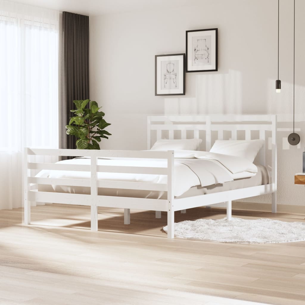 Maison Exclusive Estructura de cama de madera maciza blanca 160x200 cm