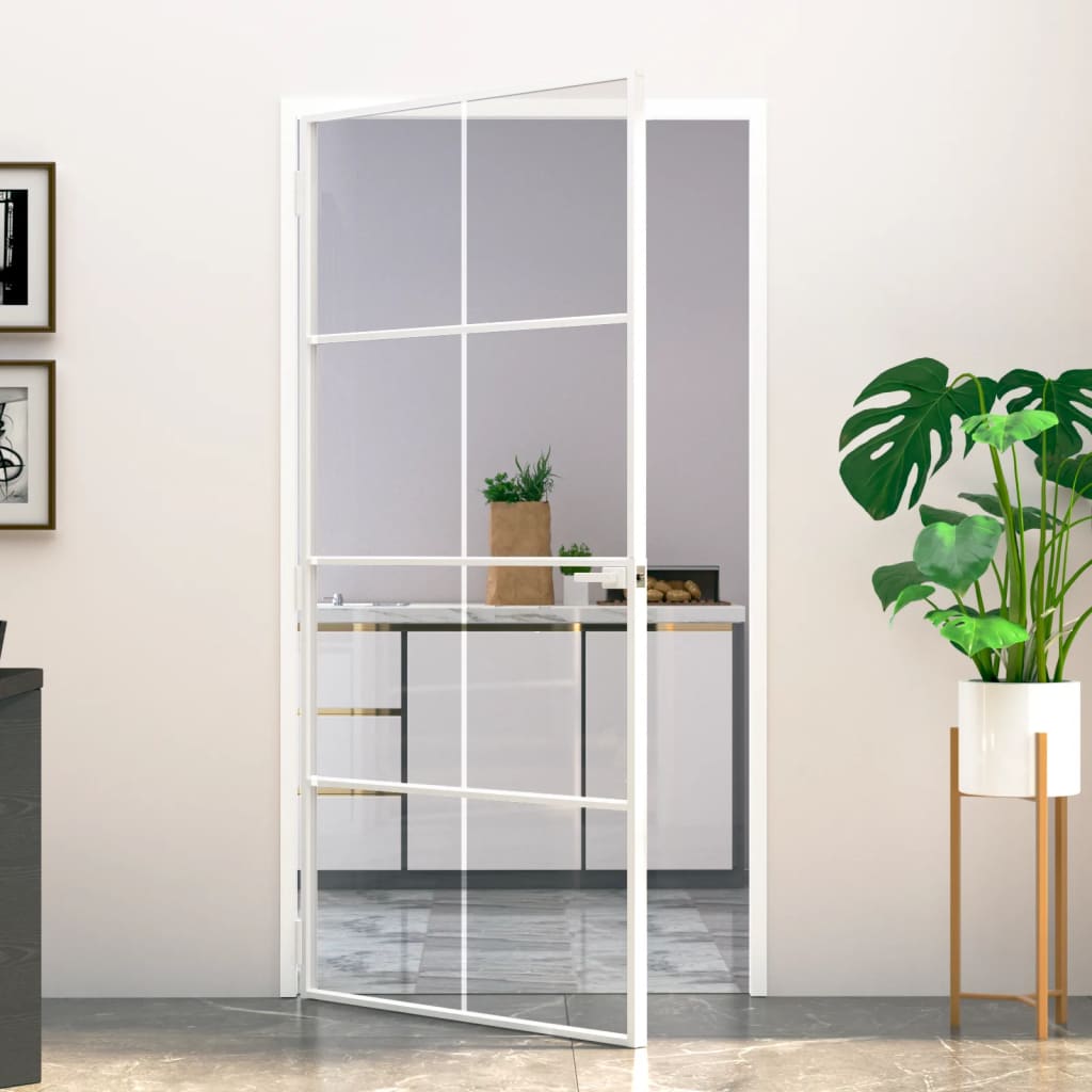 Maison Exclusive - Porta deslizante em vidro ESG e alumínio 76x205 cm  branco