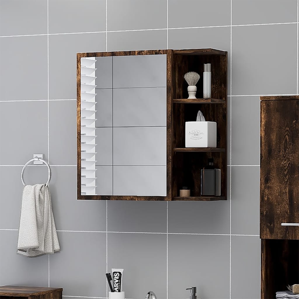 Maison Exclusive - Armario con espejo baño madera roble ahumado 62