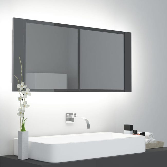 Maison Exclusive Armario espejo de baño LED acrílico gris cm | Leroy Merlin
