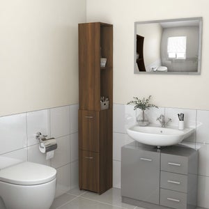 VidaXL Mobile sottolavabo grigio lucido 60x38,5x46cm legno multistrato Set  di mobili per bagno 