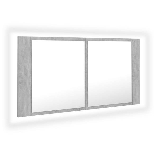 Maison Exclusive Armario espejo baño luz LED acrílico gris hormigón  60x12x45 cm
