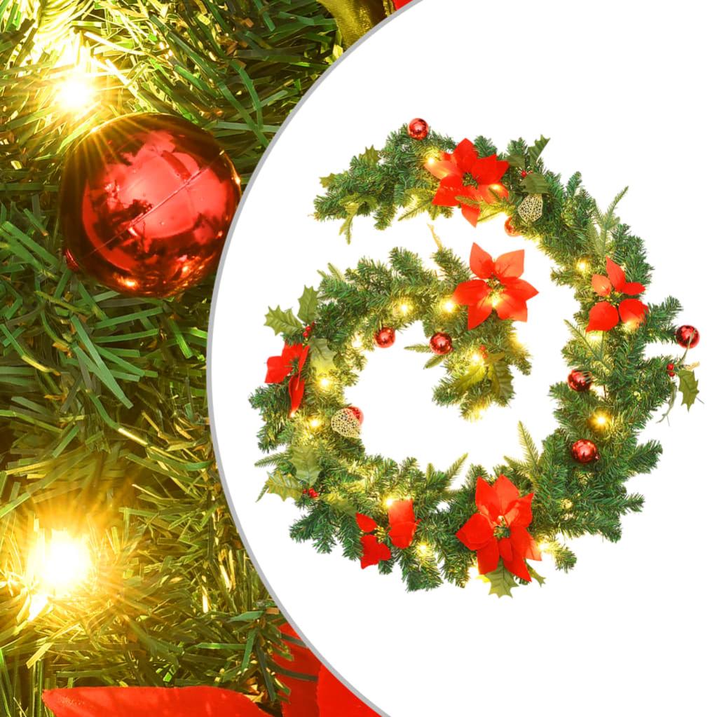 Set Di 2 Ghirlande Per Albero Di Natale Con Bacche Rosse Ghirlanda Natalizia Artificiale Ghirlanda Festiva 2 7 Metri 50 Luci Ghirlanda Natalizia 98590532