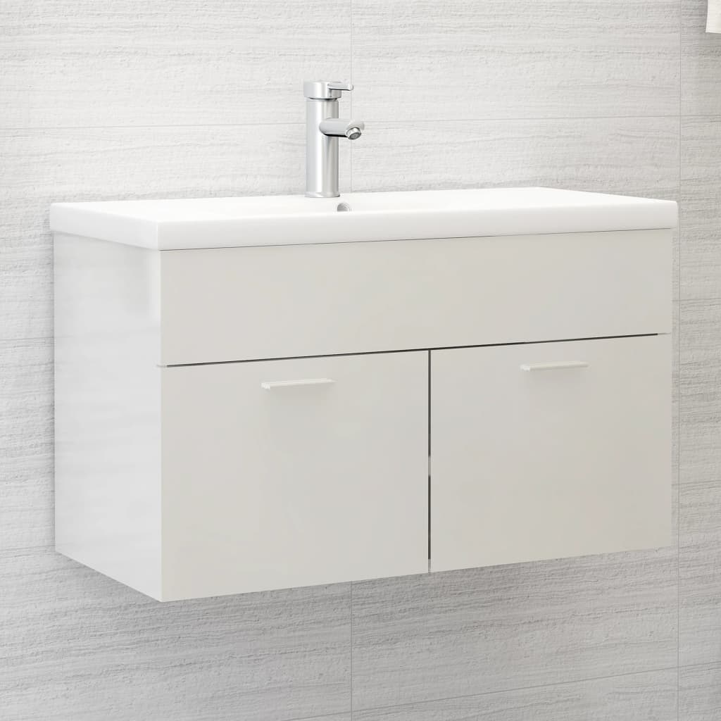 Maison Exclusive Mobile Sottolavabo Bianco Lucido 80x38,5x46 cm in
