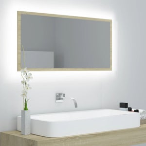 Maison Exclusive - Specchio da Bagno LED Rovere Sonoma 90x8,5x37