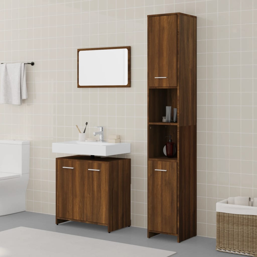 Maison Exclusive - Set Mobili da Bagno 3 pz Rovere Marrone in Legno  Multistrato