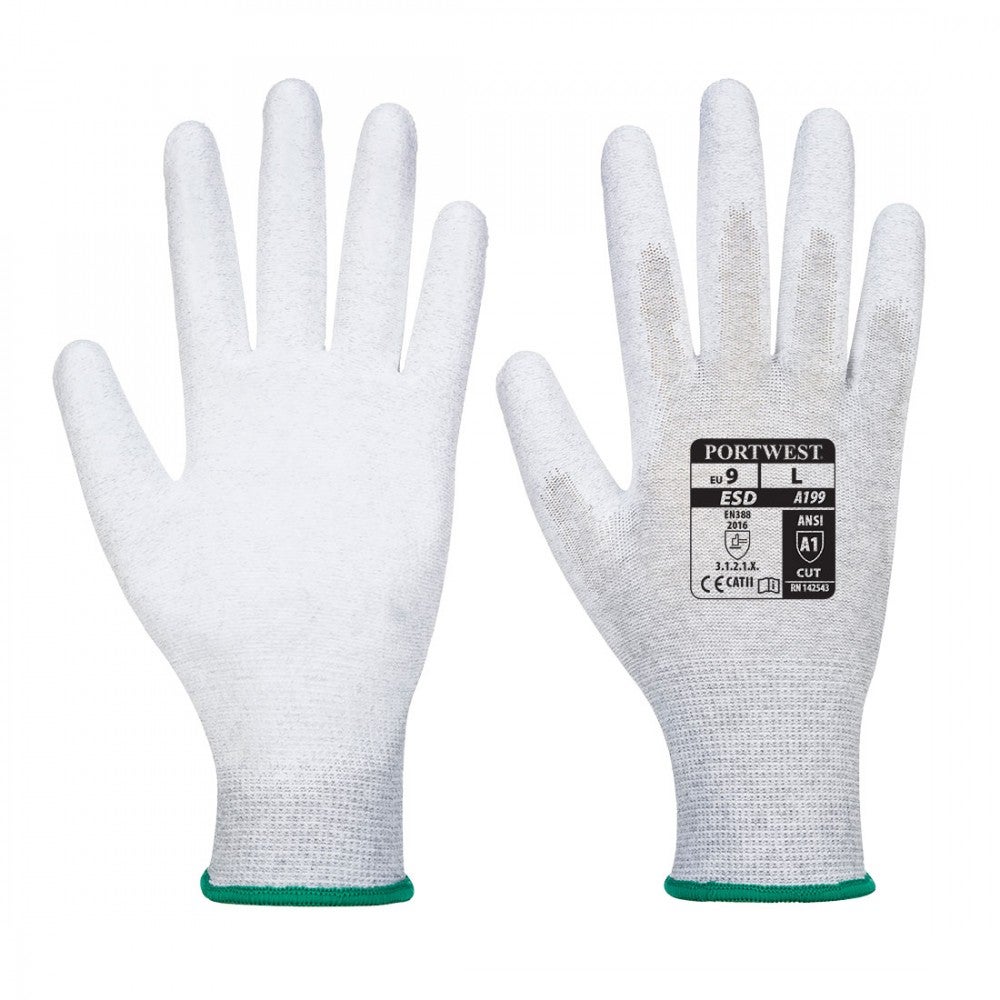 Portwest - Gants ESD Avec Paume Enduit PU - Gris - XL | Leroy Merlin